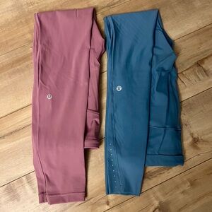 Utility Blue and Dusty Rose Lululemon Leggings